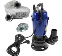 Pompe à matières fécales, pompe submersible, pompe pour eaux usées, 0,55 kW, débit de 300 litres par minute, avec 20 mètres de tuyau de type C, sans flotteur