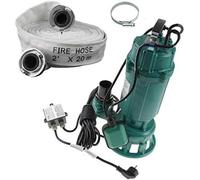 Pompe à matières fécales, pompe submersible, pompe pour eaux usées, 370W, avec broyeur, débit de 110 l/min, raccordement 1 1/4". Puissance : 370 watts / 0,37 kW / 2,8 A. e protection : IP 58.