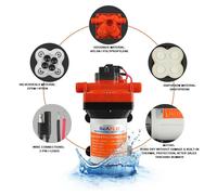 Pompe à membrane - Pompe à eau auto-amorçante - 12 V - 11,3 l/min - 55 PSI / 3,8 bar - 7 A - Raccordement fileté MNPT de 1,27 cm - Pour bateau, camping-car et caravane