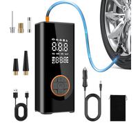 Pompe à pneu portable pour voiture, sans fil, compresseur d'air, mini pompe à vélo électrique avec manomètre numérique 150 psi, double affichage de valeur, lumière LED, vélo, moto, ballon