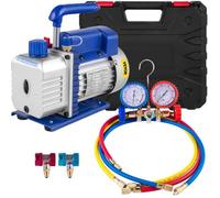 VEVOR Pompe à Vide Climatisation 4 CFM, Kit de Pompe à Vide Automatique 1/3 HP, Radiateur Intelligent, Atelier, Entretien Automobile, Voitures