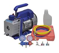 Pompe à vide monophasée avec manomètre de distribution à 2 voies, boîtier en aluminium, 220 V, 50 Hz, 50 l/min, 3 tuyaux de remplissage pour climatiseur, refroidisseur, entretien et réparation