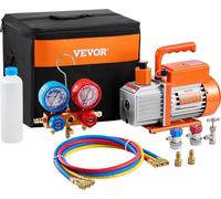 Pompe à vide rotative à palettes à un étage CFM HVAC 3,5 et kit de manomètre manifold compatible avec les réfrigérants R134a, R22, R12, R502, R502, R410A, R404 et R407C.