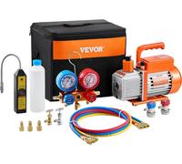 Pompe à vide rotative à palettes à un étage de 4,5 CFM et kit de manomètre multiple compatible avec les réfrigérants R134a, R22, R12, R502, R410a, R404 et R407C.