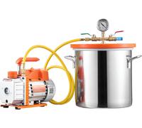 Pompe à vide SucceBuy avec chambre à vide de 11,4 L, 3,5 CFM 99 L/min, pompe à 1 vitesse 180 W, kit de vide avec tuyau de 1,5 m, idéal pour la stabilisation du bois et le dégazage de la résine silicon