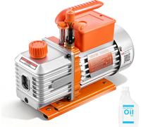 Pompe à vide VEVOR, 5 CFM 142 L/min, deux étages, 375 W, convient aux systèmes R134a, R22 et R410a, moteur 4 pôles, pour l'entretien des systèmes de climatisation automobile & le dégazage des résines,