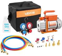 Pompe à vide VEVOR avec manomètre, 3,5 CFM 99 L/min, 180 W Pompe à vide à palettes à 1 étage, kit de pompe à vide pour R134a, R22, R410a, R1234YF & R32, avec sac de transport pour climatiseurs automob