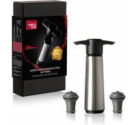 Pompe à vin Vacu Vin - avec 2 bouchons - Economiseur de vin Acier inoxydable - Boîte - Argent