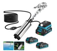 Pompe d'arrosage submersible électrique sans fil 21V, Pompe immergée, Polyvalente eau et huile, 2X 1500mAh Batteries
