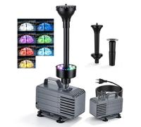 Pompe de bassin avec filtre - Kit pompe et filtre pour bassin - 3100 litres/heure - 60 W - Pompe submersible - Pour bassin de carpes koï - Gris clair