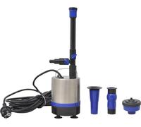 Pompe de bassin pour fontaine et cascade, acier inoxydable, 50 W, 1.750 L/h, hauteur max 1,6 m, 4 buses interchangeables, câble 10 m