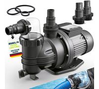Pompe de filtration tillvex® pour piscine 8 500 l/h & 450 W | Pompe de piscine avec hauteur de refoulement max. 9 m | Pompe de circulation pour piscine de 33 m³ | Pompe de piscine auto-amorçante pour