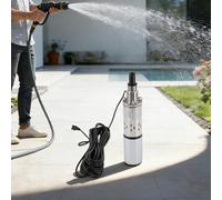 Pompe de fontaine profonde 280 W 48 V CC en acier inoxydable avec câble de 17 m, hauteur de refoulement de 40 à 60 m, pompe submersible pour irrigation, fonctionnement solaire