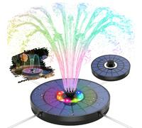 Pompe de fontaine solaire améliorée 5,5W avec 8 lumières LED, grande batterie & 4 tiges fixes, fontaine d'eau flottante alimentée par énergie solaire pour bain d'oiseaux, jardin, piscine, étang, décor