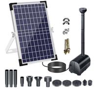 Pompe de fontaine solaire - ZOR® - 18V/10W - 1000L/h - Grand panneau solaire - 3 buses interchangeables