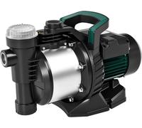 Pompe de jardin, débit de 5000 litres par heure, puissance de 1300 W, hauteur de refoulement de 50 mètres, avec filtre, raccordement pour l'eau et bouchon de vidange, capacité d'aspiration jusqu'à 7 m