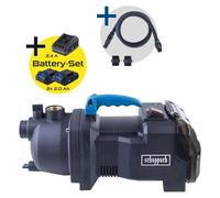 Pompe de jardin sans fil SCHEPPACH C-GP3000-X Set S, débit 3000L/h, refoulement 25m, 2 batteries 2.0Ah 20V IXES et chargeur 2.4A