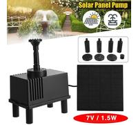 Pompe De Panneau Solaire 7v/1.5w, Filtre 80l/H 4 Buses, Pulvérisateur De Piscine, Filtre Éponge De Poisson Noir, Fontaine Submersible Pour Pompe De Jardin 1 Pièce Noir
