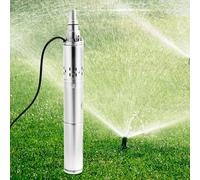 Pompe de puits profond - Pompe immergée 370 W 24 V DC - Acier inoxydable - Hauteur de refoulement élevée - Grand débit - Pour l'irrigation - Prise EU