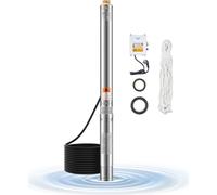 Pompe de puits profond VEVOR, puissance de sortie 550W, débit 65L/min, hauteur de refoulement 64m, avec 20m de câble, boîtier deexterne, pompe à eau en inox, IP68