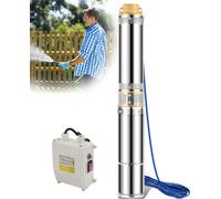 Pompe de puits profonde Ikodm 750 W / 1,0 ch, 4,5 pouces, débit jusqu'à 4 000 l/h, résistante au sable, pompe submersible en acier inoxydable, pompe de jardin avec boîtier de commande