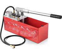 Pompe de refoulement, max. 25 bars, kit de test de pression d'eau hydraulique manuel avec double vanne et manomètre, réservoir d'eau de 10 l, tuyau de 1,4 m avec raccord fileté mâle de 1/2 pouce pour