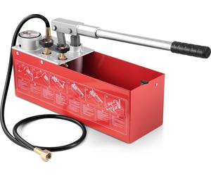 Pompe de refoulement VEVOR, max. 25 bars, kit de test de pression d'eau hydraulique manuel avec double vanne et manomètre, réservoir d'eau de 10 L, tuyau de 1,4 m avec raccord fileté mâle de 1/2 pouce