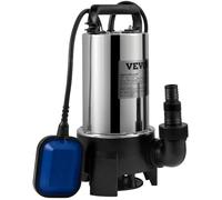 VEVOR Pompe de Relevage Eaux Chargées 1100 W Pompe d’Évacuation pour Eau Chargée, 333,3 L/min Immergée Vide Piscine Cave Fosse Septique avec Adaptateur de Décharge pour Pomper Eaux Sales Usées