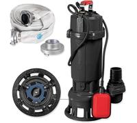 Pompe de relevage pour eaux sales, avec système de broyage, incluant un tuyau enrouleur de 20 mètres (1100W, 21.000 litres/heure, hauteur de refoulement maximale de 15 mètres, câble d'alimentation de