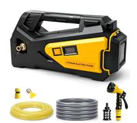 Pompe de transfert d'eau compatible avec batterie DeWalt 20 V, pompe portable auto-amorçante sans fil 1/4HP 300GPH avec kit de tuyau pour RV, bateau, camping, transfert d'eau extérieur (pas de