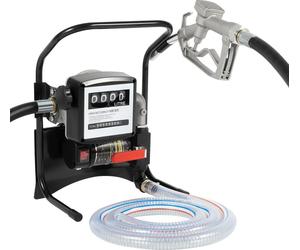 Pompe de transfert diesel - Pompe électrique auto-amorçante avec débitmètre - Prise 220V EU - Précision ±1% - Pression max. Hauteur d'aspiration 5 m, hauteur de refoulement 10 m - Noir