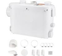 Pompe d'évacuation des eaux usées avec clapet anti-retour et moteur en cuivre - 500W - Hauteur de refoulement de 8 mètres - pour toilettes et salles de bain