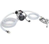 Pompe diesel 230V, 550W, 2800 RPM. Pompe auto-amorçante avec un débit de 60 litres par minute et une hauteur de refoulement de 5 mètres. Pompe pour fioul, avec un tuyau d'admission de 2 mètres et un t