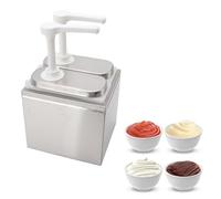 Pompe distributrice de sauce, tête de pression rotative, pot amovible, station de bouteille de condiments en plastique et en acier inoxydable, distributeur de sauce pour ketchup, (Pompe double 1L)
