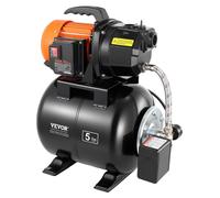 VEVOR Groupe de Surpression 735 W Pompe avec Réservoir de Pression 19 L pour Puits Peu Profonds Arrosage de Jardin Pelouse, Débit Maximal 3750 L/h, avec Surpresseur Automatique, Pressostat 1,4-2,8 bar