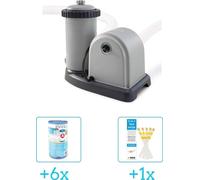 Pompe filtrante avec un débit de 5,678 litres par heure, comprenant une cartouche filtrante de type A, 6 pièces, et des bandelettes de test