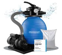 MONZANA® Pompe filtre à sable 10,2 m³ auto-amorçante piscines 35 m³ 25kg verre filtrant vanne 7 voies raccord 2en1 Ø32-38mm système de filtration à sable