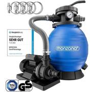 MONZANA® Pompe filtre à sable 10,2 m³ auto-amorçante pour piscines jusqu’à 35 m³ certifié vanne 7 voies raccord 2en1 Ø32-38mm système de filtration à sable