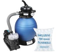Pompe filtre à sable 9.600 l/h système filtration eau piscine 450W IPX5 boules filtrantes 1000g inclus vanne 7 voies fonctions bassin
