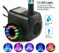 Pompe fontaine 15W 800L/h - Nosheir - Avec 12 LED intégrées - Pour bassin/jardin