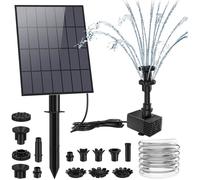 Pompe Fontaine Solaire 3,5W - Jet 65cm - Buses Tuyau 1,5m - Piquet 360° - Automatique pour Bassin Bain d'Oiseaux