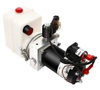 Pompe hydraulique - 12 V DC - Centrale hydraulique - 800 W - Action simple - Pour camions et remorques basculantes - Noir et argent