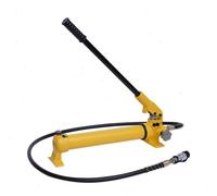 Pompe hydraulique à main - Manuelle - Débit de 700 cm³ - Tuyau de 1,8 m - Raccord ZG3/8 - Fonte lourde - Pour cric/vérin/presse - Jaune
