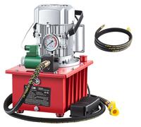 VEVOR Pompe Hydraulique Électrique 750 W 700 bar Groupe Hydraulique à Simple Effet pour Poinçonnage Pliage Levage et Vérins à Simple Effet, avec Électrovanne et Pédale, Réservoir 8 L, Flexible 2,5 m