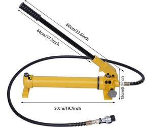 Pompe hydraulique - Pompe manuelle - 0-70 MPa - Réservoir de 700 ml - Raccord rapide ZG3/8 filetage intérieur - Tuyau de 1,8 m - Pour cric à vérin hydraulique - Fonte - Rouge