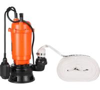Pompe immergée - Pompe pour eaux sales - Puissance 1500 W - Débit 21.000 l/h - Hauteur de refoulement 18 m - Fonte - Interrupteur automatique à flotteur - Pour cave, piscine & étang