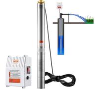 Pompe immergée pour puits profonds, puissance 1500 W, 9,8 M³/h max. Débit, 108 M Max. Hauteur de refoulement, Pompe à eau en acier inoxydable, Etanche Ip68, Avec boîtier deexterne Pour l'industrie, l'