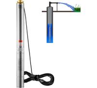 Pompe immergée pour puits profonds VEVOR, 3 CV/2200 W, 230 V/50 Hz, débit 9,8 m³/h, hauteur de refoulement 144 m, avec câble électrique 9,1 m, pompes à eau en acier inoxydable IP68 e protectio