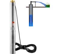 Pompe immergée pour puits profonds VEVOR, 750 W, 230 V, 60 Hz, débit max. 7,1 m³/h, hauteur de refoulement max. 75 m, avec câble électrique de 9,1 m, pompe à eau en acier inoxydable pour l'industrie,