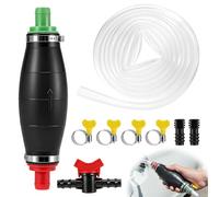 Pompe manuelle pour transvaser les liquides, pompe à essence, pompe à main, pompe de transvasement avec fonction vide, pompe à carburant manuelle avec tuyau en PVC de 2,5 m, 4 colliers de serrage et